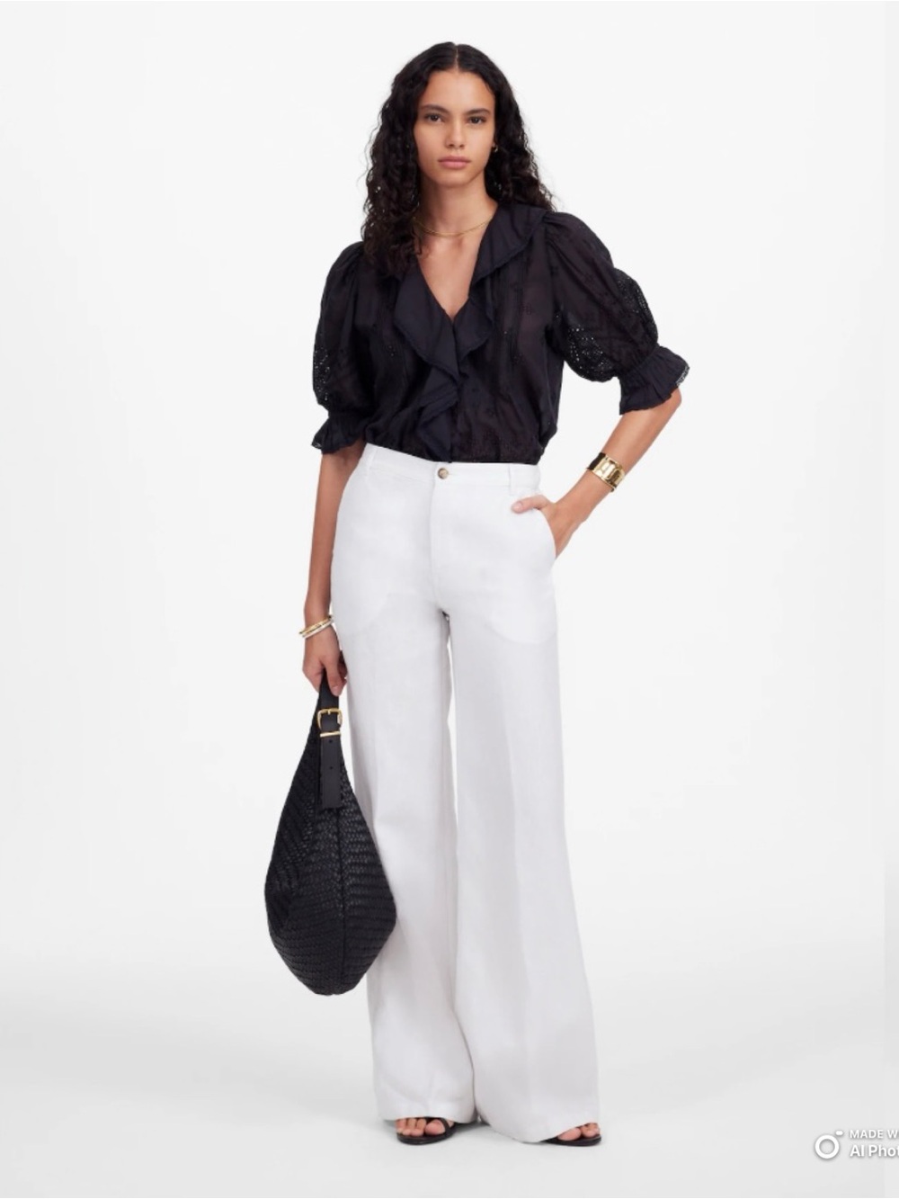 Madewell White The Zoe Relaxed Wide Pant in 100% Linen Size 00 NWT Beach Vacatio